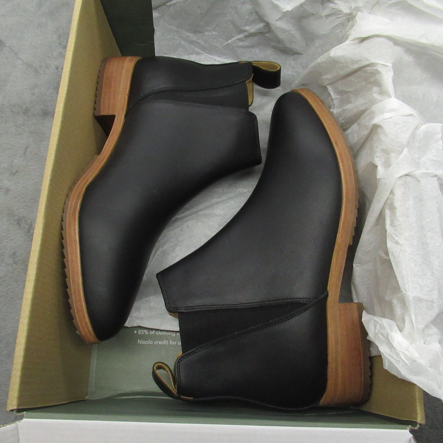 Nisolo Everyday Chelsea Boot Women 7.5 Blk Leather Heel Casual Comfort $168 Nwb